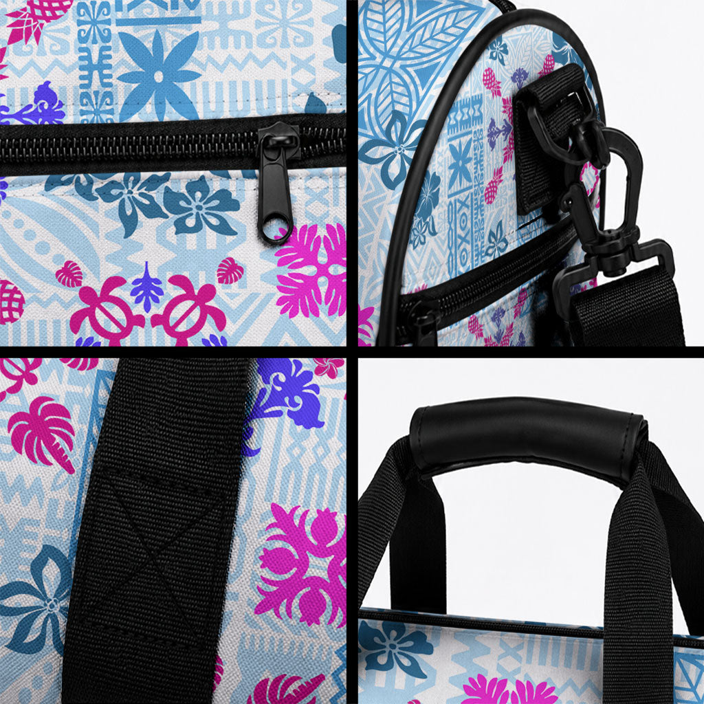 Hawaii Tapa Tribal Duffle Bag With Hawaiian Quilt Pattern Blue LT9 - Polynesian Pride