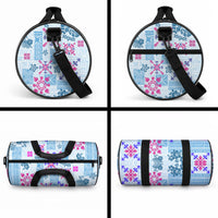 Hawaii Tapa Tribal Duffle Bag With Hawaiian Quilt Pattern Blue LT9 - Polynesian Pride