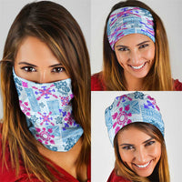 Hawaii Tapa Tribal Neck Gaiter With Hawaiian Quilt Pattern Blue - Polynesian Pride