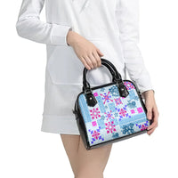 Hawaii Tapa Tribal Shoulder Handbag With Hawaiian Quilt Pattern Blue LT9 - Polynesian Pride