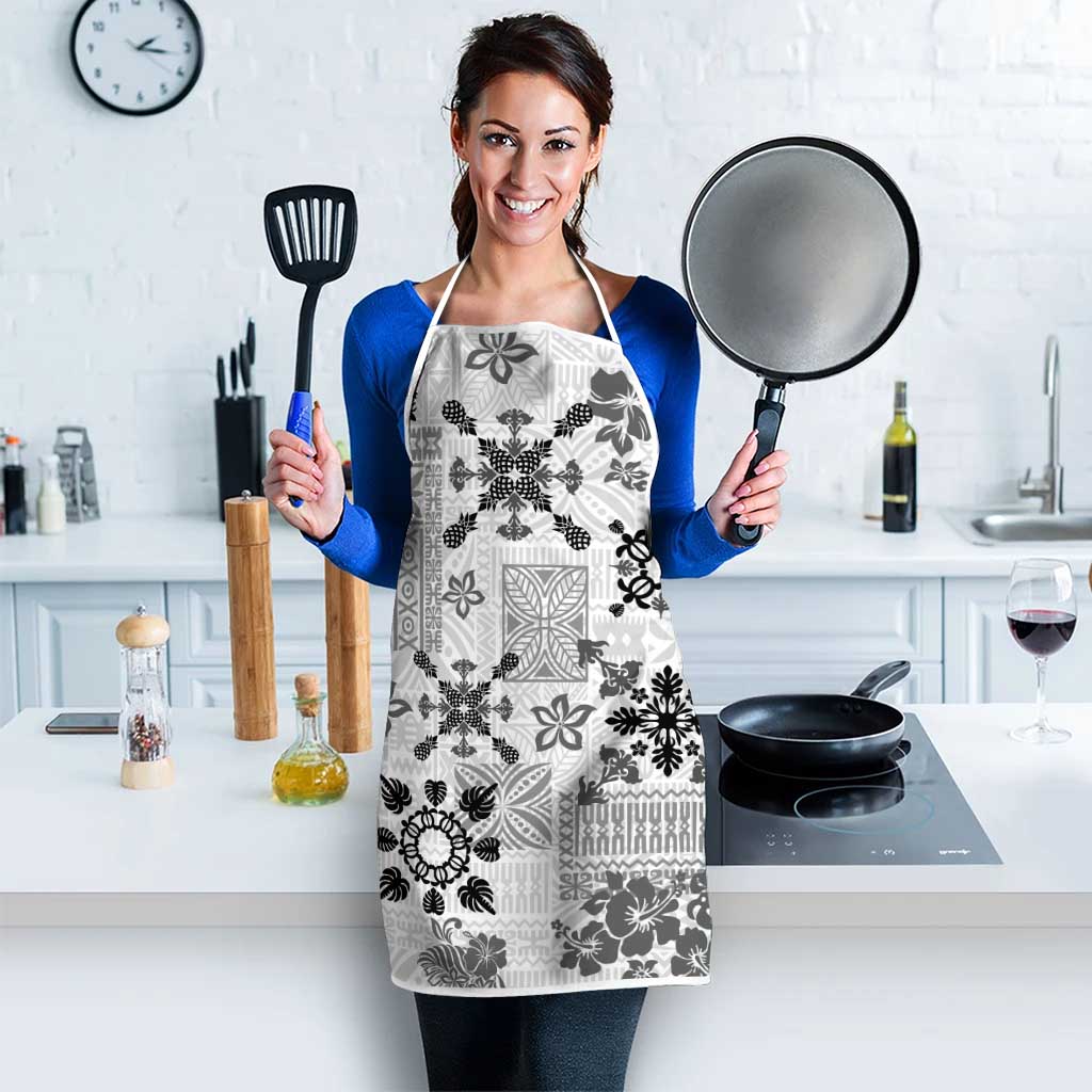 Hawaii Tapa Tribal Apron With Hawaiian Quilt Pattern Black - Polynesian Pride