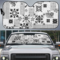 Hawaii Tapa Tribal Auto Sun Shade With Hawaiian Quilt Pattern Black LT9 Black - Polynesian Pride
