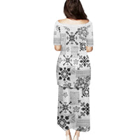 Hawaii Tapa Tribal Family Matching Puletasi Dress and Hawaiian Shirt With Hawaiian Quilt Pattern Black LT9 - Polynesian Pride