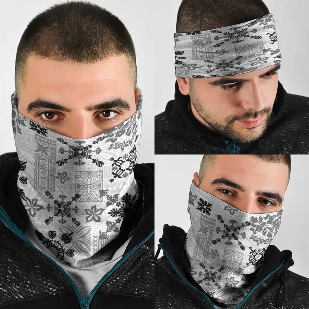 Hawaii Tapa Tribal Neck Gaiter With Hawaiian Quilt Pattern Black LT9 - Polynesian Pride