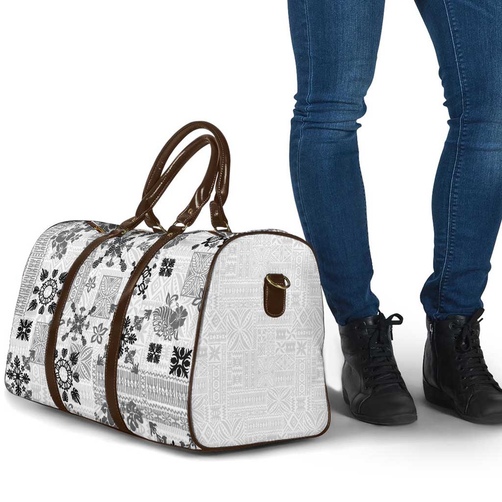 Hawaii Tapa Tribal Travel Bag With Hawaiian Quilt Pattern Black - Polynesian Pride