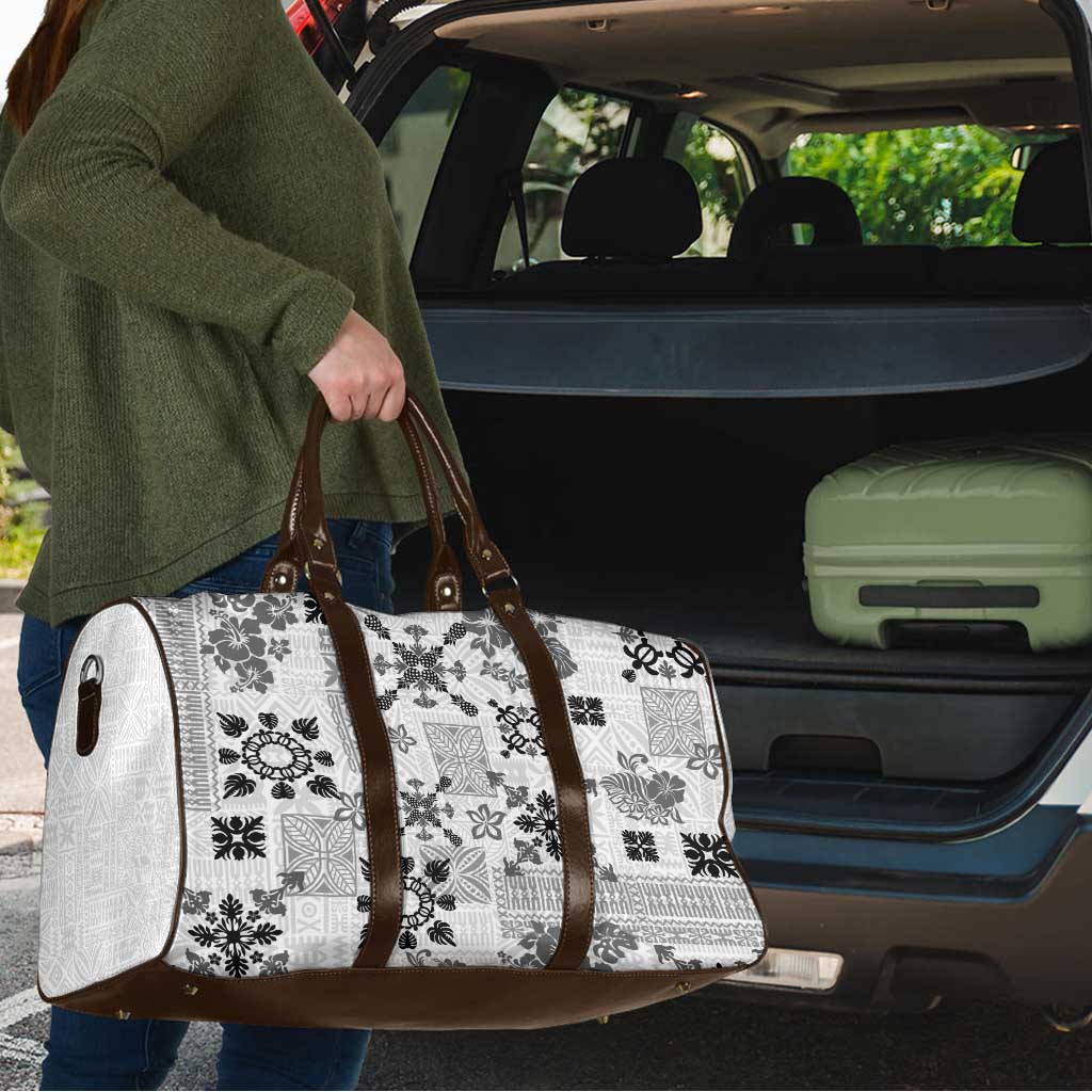 Hawaii Tapa Tribal Travel Bag With Hawaiian Quilt Pattern Black - Polynesian Pride