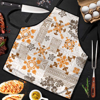 Hawaii Tapa Tribal Apron With Hawaiian Quilt Pattern Gold - Polynesian Pride