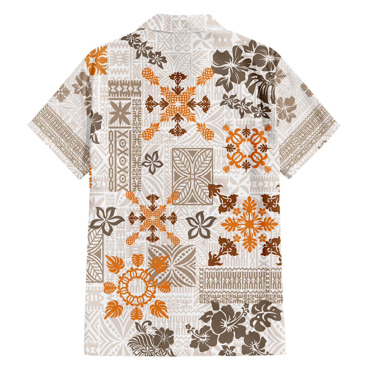 Hawaii Tapa Tribal Family Matching Off Shoulder Maxi Dress and Hawaiian Shirt With Hawaiian Quilt Pattern Gold LT9 - Polynesian Pride