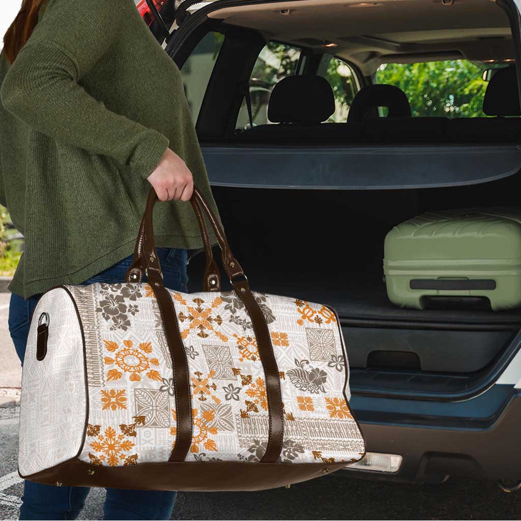 Hawaii Tapa Tribal Travel Bag With Hawaiian Quilt Pattern Gold - Polynesian Pride