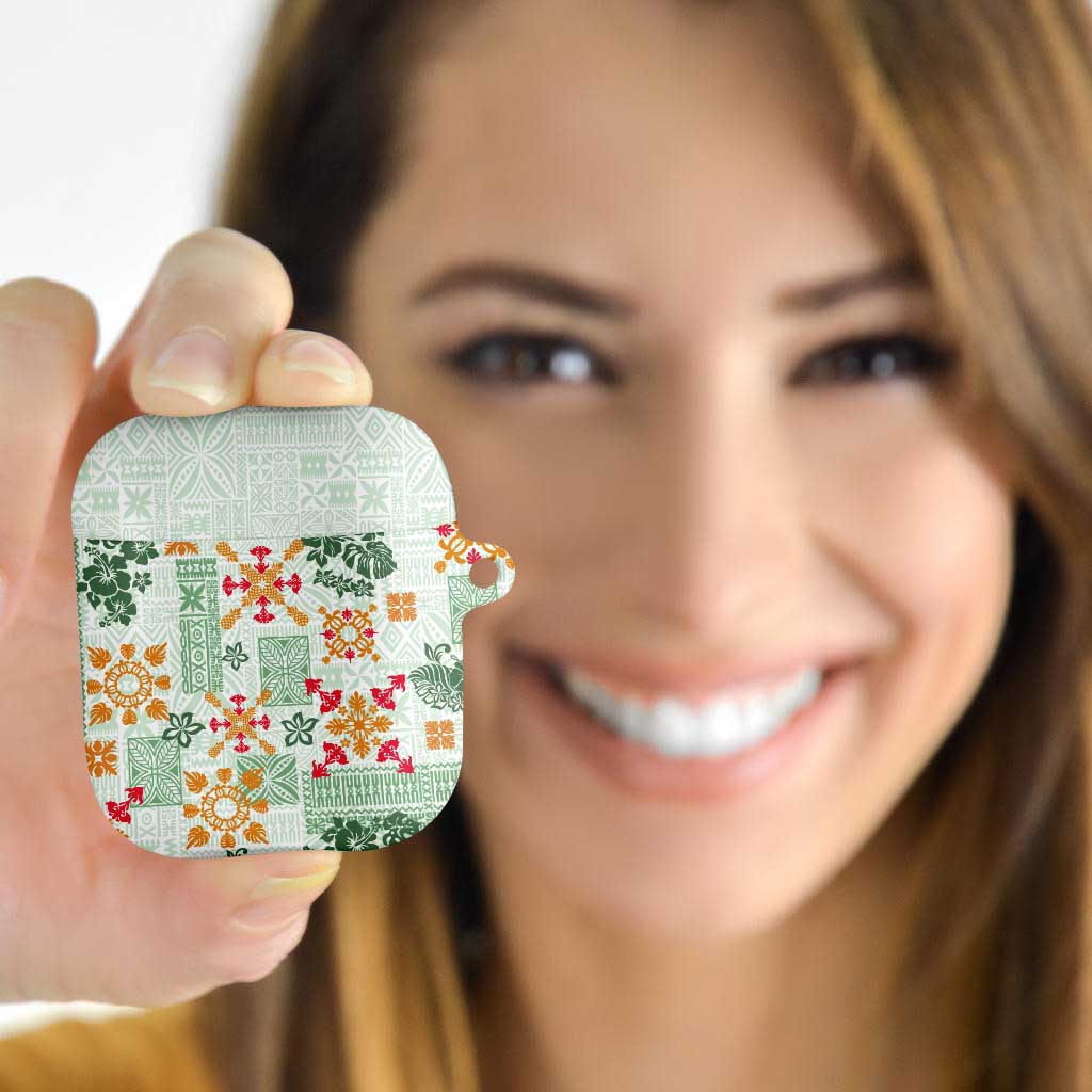 Hawaii Tapa Tribal AirPods Case With Hawaiian Quilt Pattern Green - Polynesian Pride