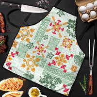 Hawaii Tapa Tribal Apron With Hawaiian Quilt Pattern Green - Polynesian Pride