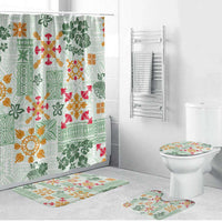 Hawaii Tapa Tribal Bathroom Set With Hawaiian Quilt Pattern Green LT9 Bathroom Set (4 pcs) Green - Polynesian Pride