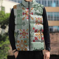 Hawaii Tapa Tribal Sleeveless Puffer Jacket With Hawaiian Quilt Pattern Green LT9 - Polynesian Pride