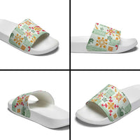Hawaii Tapa Tribal Slide Sandals With Hawaiian Quilt Pattern Green LT9 - Polynesian Pride