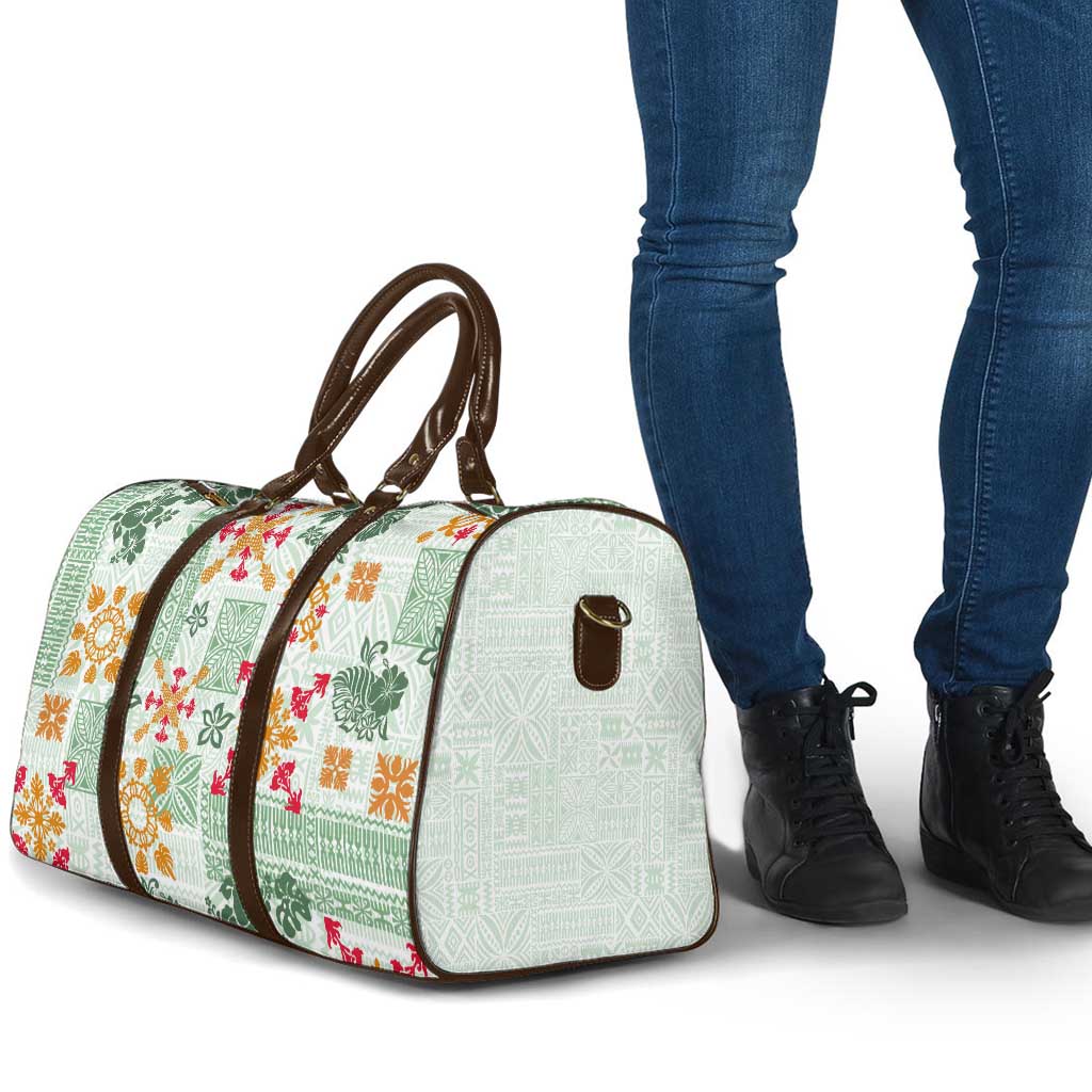 Hawaii Tapa Tribal Travel Bag With Hawaiian Quilt Pattern Green - Polynesian Pride