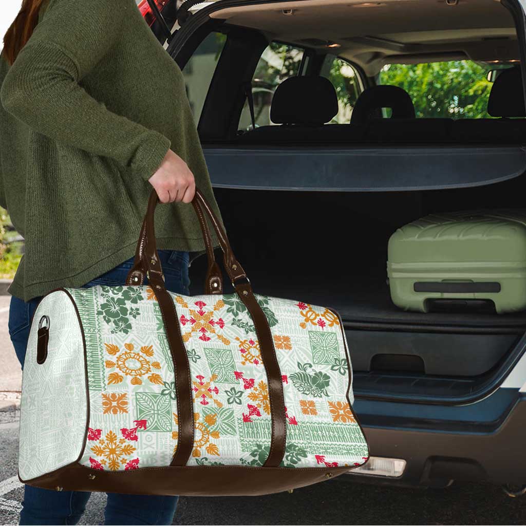 Hawaii Tapa Tribal Travel Bag With Hawaiian Quilt Pattern Green - Polynesian Pride