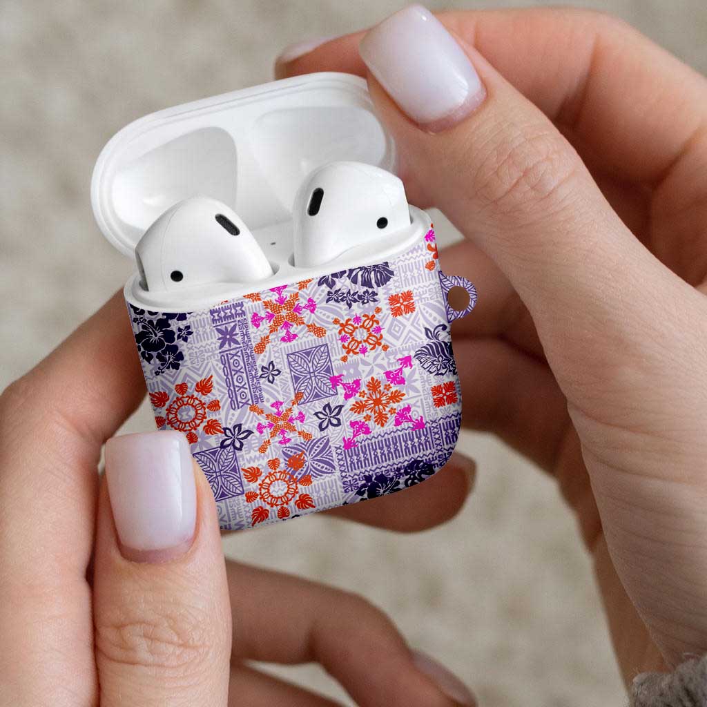 Hawaii Tapa Tribal AirPods Case With Hawaiian Quilt Pattern Violet - Polynesian Pride
