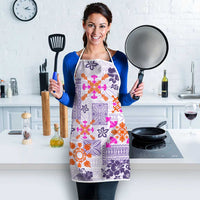 Hawaii Tapa Tribal Apron With Hawaiian Quilt Pattern Violet - Polynesian Pride