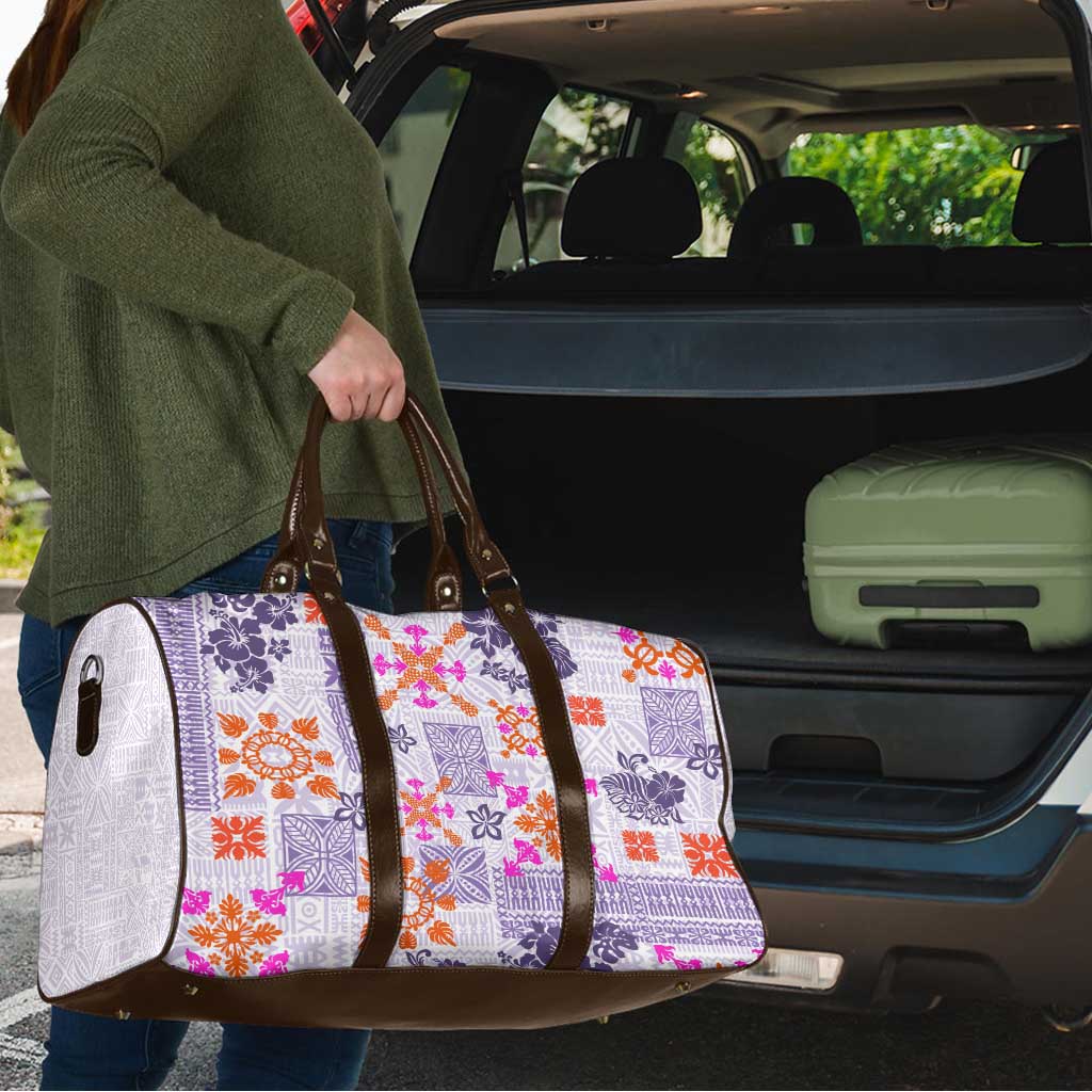 Hawaii Tapa Tribal Travel Bag With Hawaiian Quilt Pattern Violet - Polynesian Pride