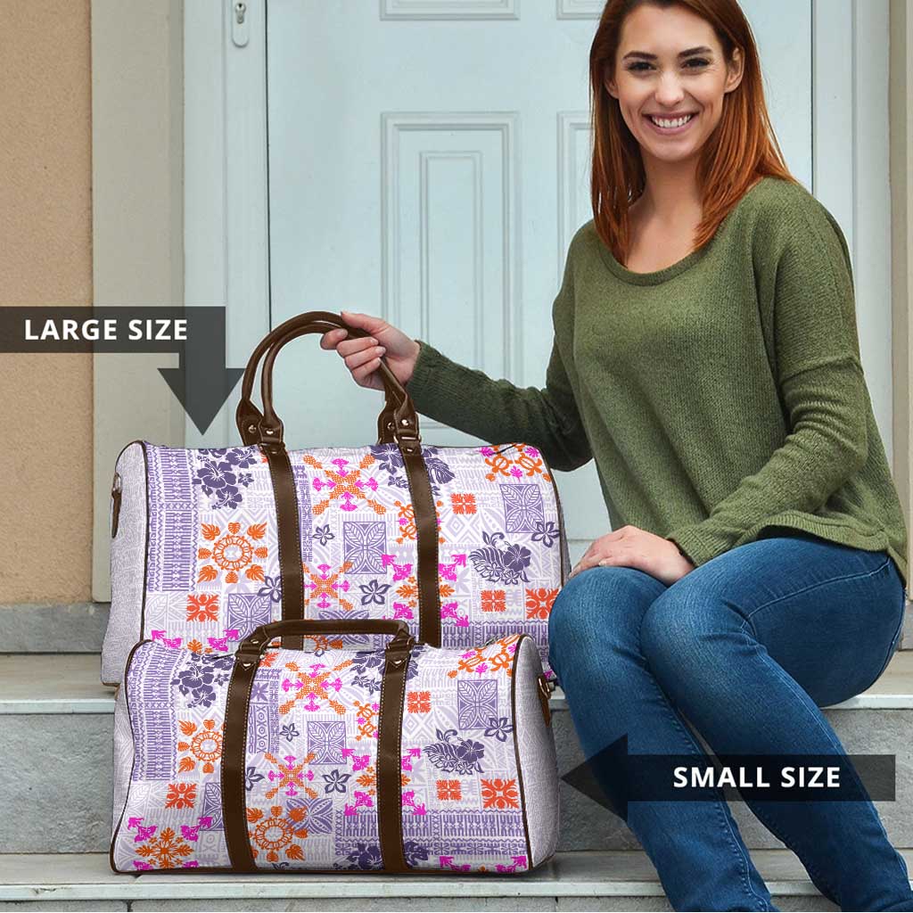 Hawaii Tapa Tribal Travel Bag With Hawaiian Quilt Pattern Violet - Polynesian Pride