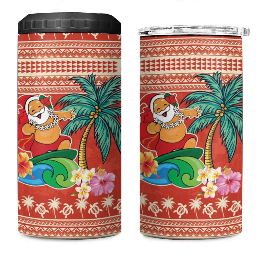 Hawaii Mele Kalikimaka 4 in 1 Can Cooler Tumbler Surfing Santa Funny Christmas LT9 One Size: 16 oz Red - Polynesian Pride