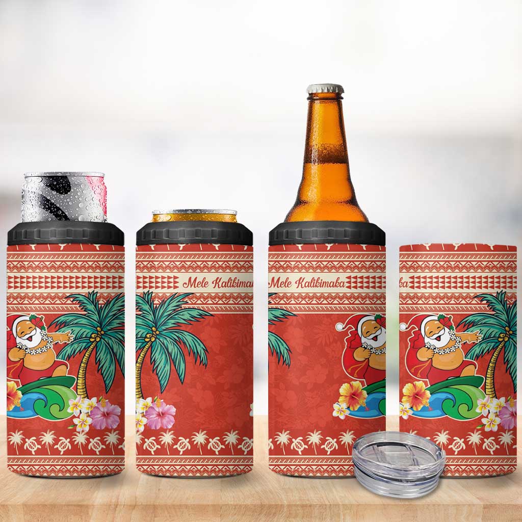 Hawaii Mele Kalikimaka 4 in 1 Can Cooler Tumbler Surfing Santa Funny Christmas LT9 - Polynesian Pride