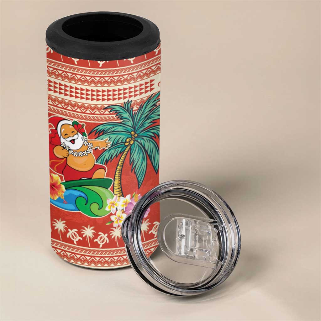 Hawaii Mele Kalikimaka 4 in 1 Can Cooler Tumbler Surfing Santa Funny Christmas LT9 - Polynesian Pride