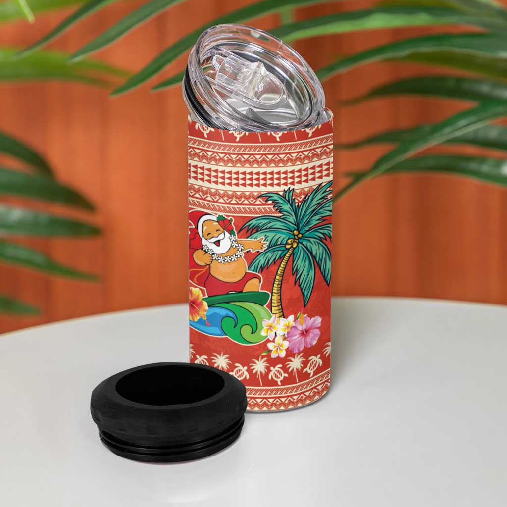 Hawaii Mele Kalikimaka 4 in 1 Can Cooler Tumbler Surfing Santa Funny Christmas LT9 - Polynesian Pride