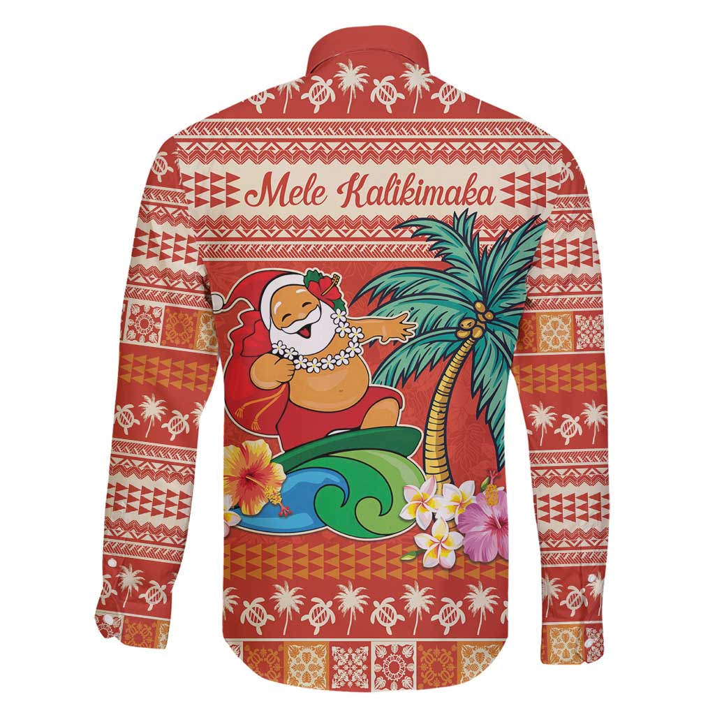 Hawaii Mele Kalikimaka Family Matching Long Sleeve Bodycon Dress and Hawaiian Shirt Surfing Santa Funny Christmas