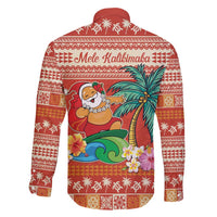 Hawaii Mele Kalikimaka Family Matching Long Sleeve Bodycon Dress and Hawaiian Shirt Surfing Santa Funny Christmas