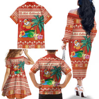 Hawaii Mele Kalikimaka Family Matching Off The Shoulder Long Sleeve Dress and Hawaiian Shirt Surfing Santa Funny Christmas LT9 - Polynesian Pride