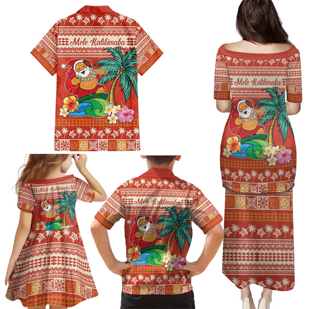 Hawaii Mele Kalikimaka Family Matching Puletasi and Hawaiian Shirt Surfing Santa Funny Christmas LT9 - Polynesian Pride