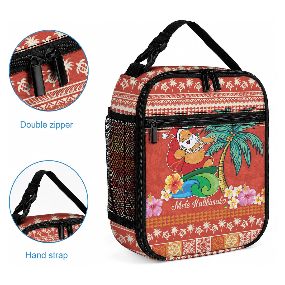Hawaii Mele Kalikimaka Lunch Bag Surfing Santa Funny Christmas LT9 - Polynesian Pride