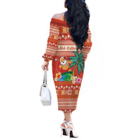 Hawaii Mele Kalikimaka Off The Shoulder Long Sleeve Dress Surfing Santa Funny Christmas LT9 - Polynesian Pride