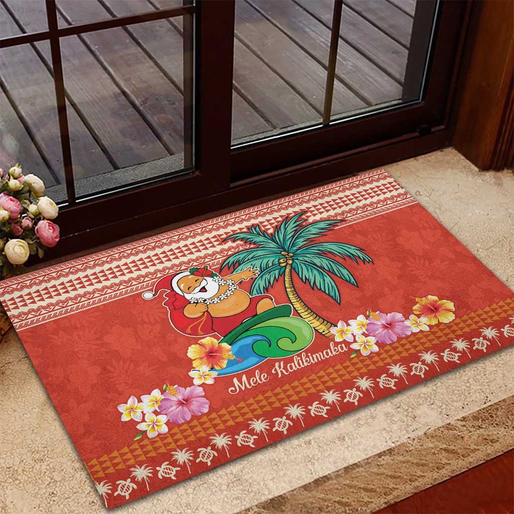 Hawaii Mele Kalikimaka Rubber Doormat Surfing Santa Funny Christmas