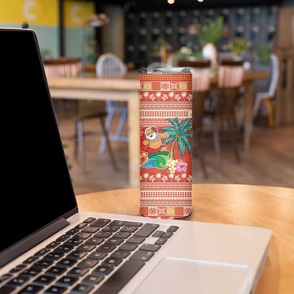 Hawaii Mele Kalikimaka Skinny Tumbler Surfing Santa Funny Christmas LT9 - Polynesian Pride