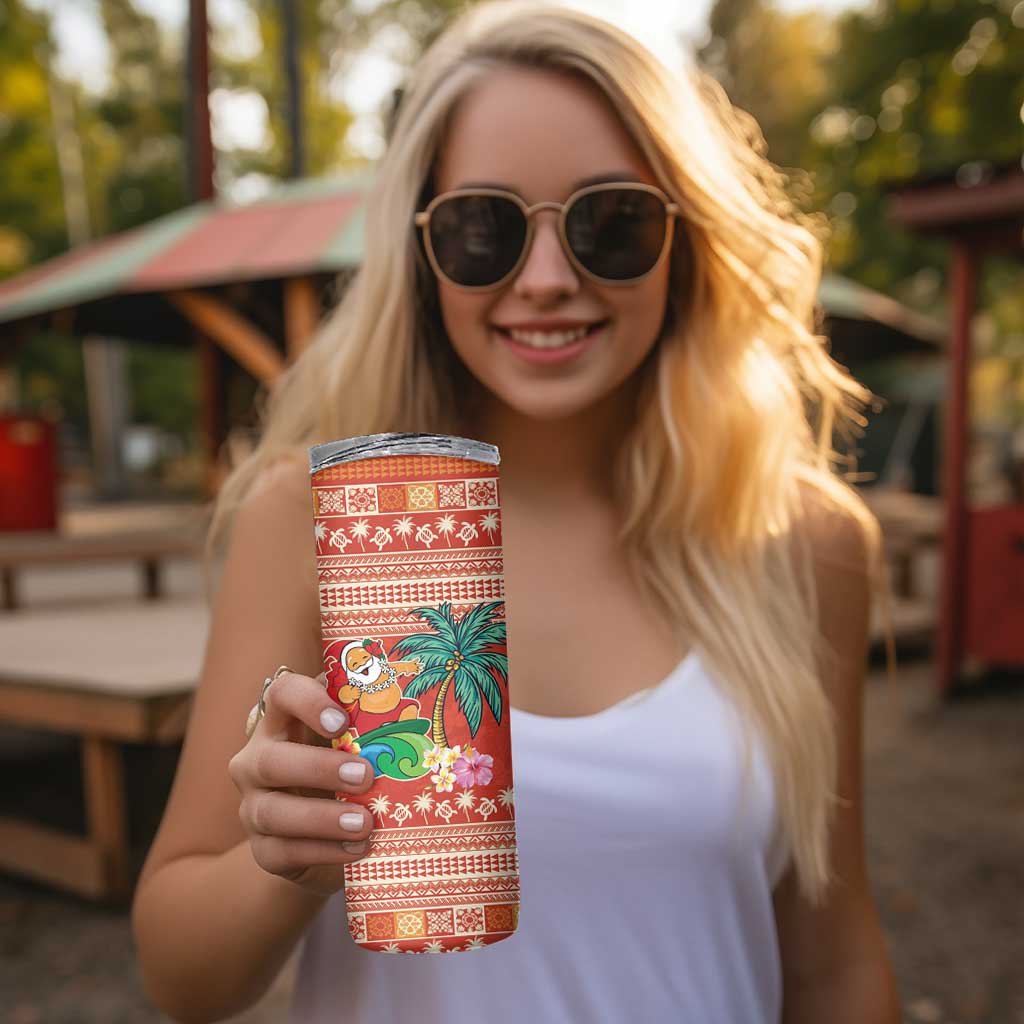 Hawaii Mele Kalikimaka Skinny Tumbler Surfing Santa Funny Christmas LT9 - Polynesian Pride