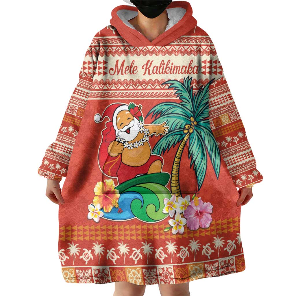 Hawaii Mele Kalikimaka Wearable Blanket Hoodie Surfing Santa Funny Christmas LT9 - Polynesian Pride