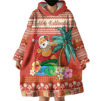 Hawaii Mele Kalikimaka Wearable Blanket Hoodie Surfing Santa Funny Christmas LT9 - Polynesian Pride