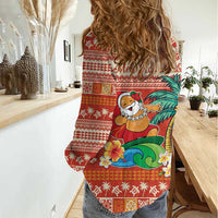 Hawaii Mele Kalikimaka Women Casual Shirt Surfing Santa Funny Christmas LT9 - Polynesian Pride