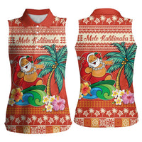 Hawaii Mele Kalikimaka Women Sleeveless Polo Shirt Surfing Santa Funny Christmas LT9 - Polynesian Pride