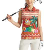 Hawaii Mele Kalikimaka Women Sleeveless Polo Shirt Surfing Santa Funny Christmas LT9 - Polynesian Pride