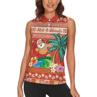 Hawaii Mele Kalikimaka Women Sleeveless Polo Shirt Surfing Santa Funny Christmas LT9 - Polynesian Pride