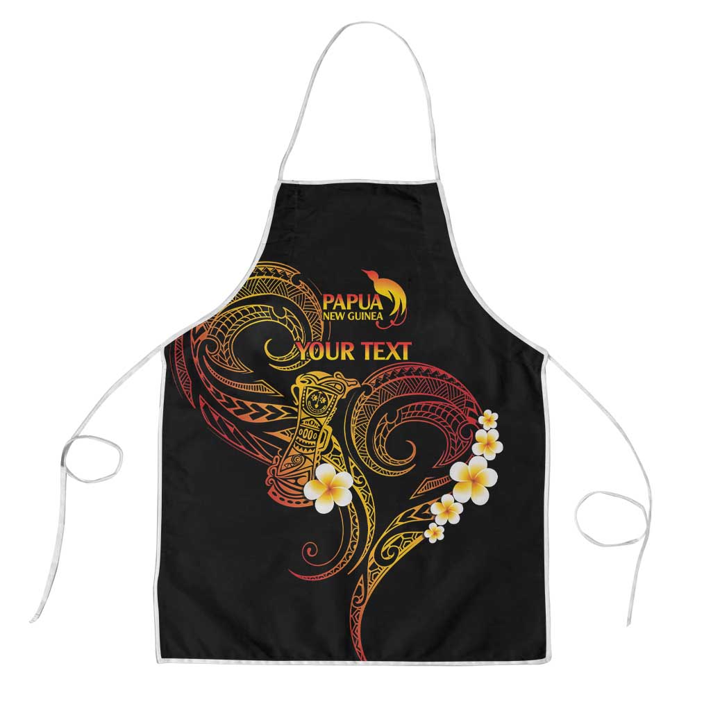 Personalised Papua New Guinea Sepik Apron Plumeria Floral Tribal Pattern LT9 Black - Polynesian Pride
