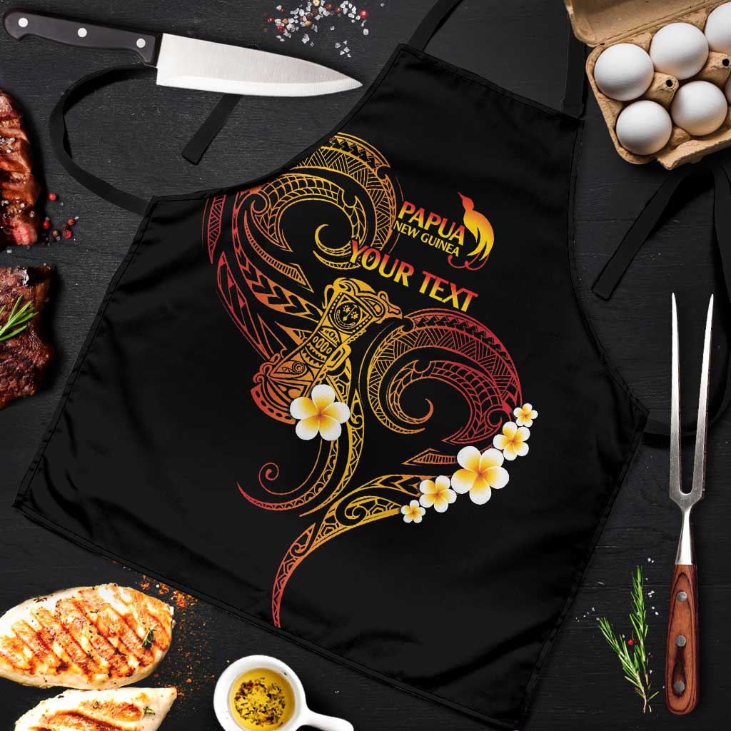 Personalised Papua New Guinea Sepik Apron Plumeria Floral Tribal Pattern LT9 Black - Polynesian Pride