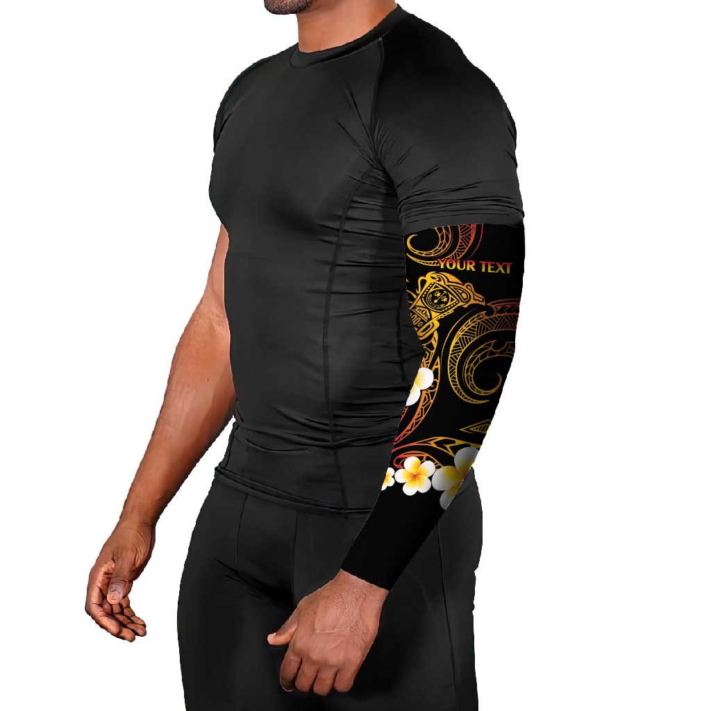Personalised Papua New Guinea Sepik Arm Sleeves Plumeria Floral Tribal Pattern - Polynesian Pride