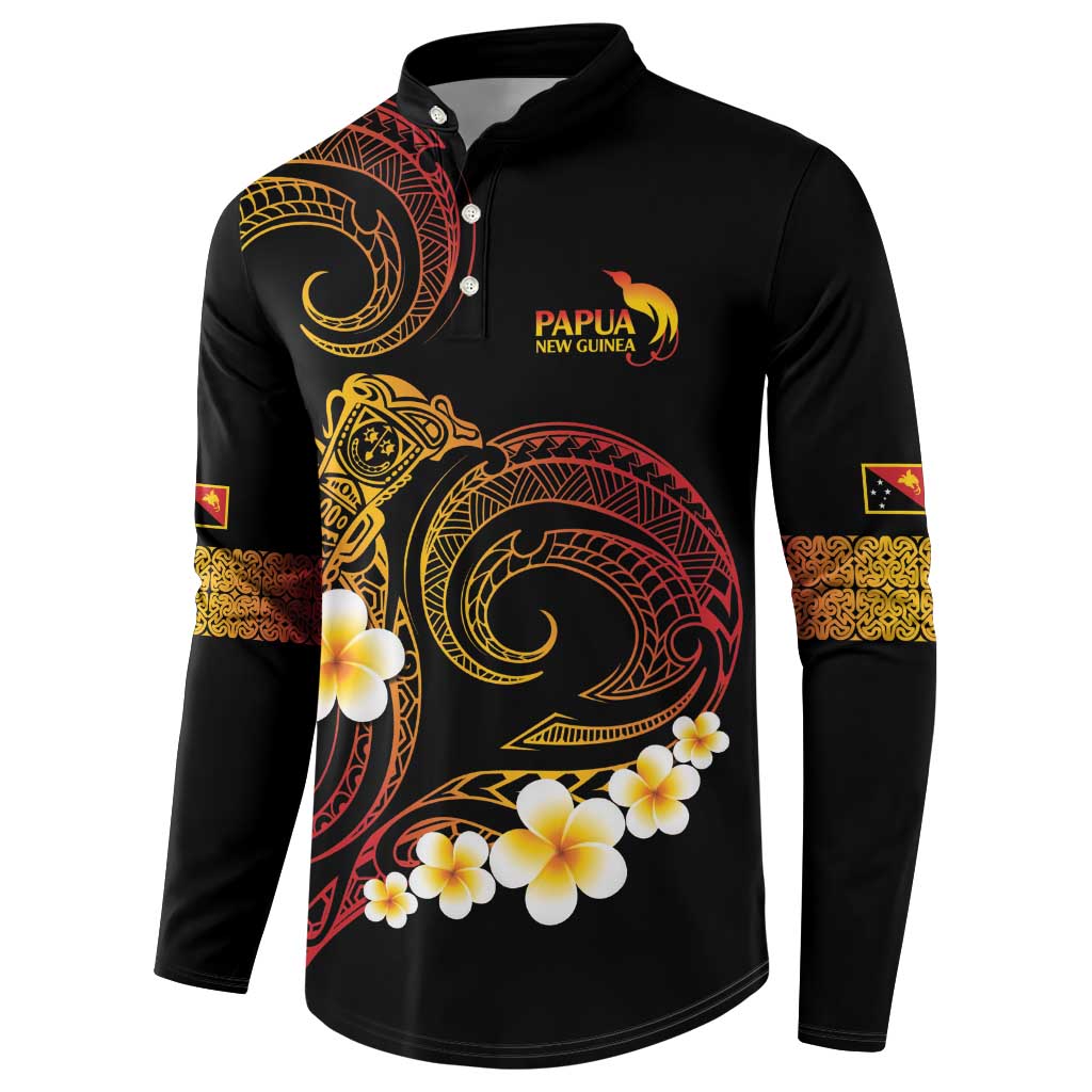 Personalised Papua New Guinea Sepik Button Sweatshirt Plumeria Floral Tribal Pattern - Polynesian Pride
