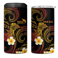 Personalised Papua New Guinea Sepik 4 in 1 Can Cooler Tumbler Plumeria Floral Tribal Pattern LT9 One Size: 16 oz Black - Polynesian Pride