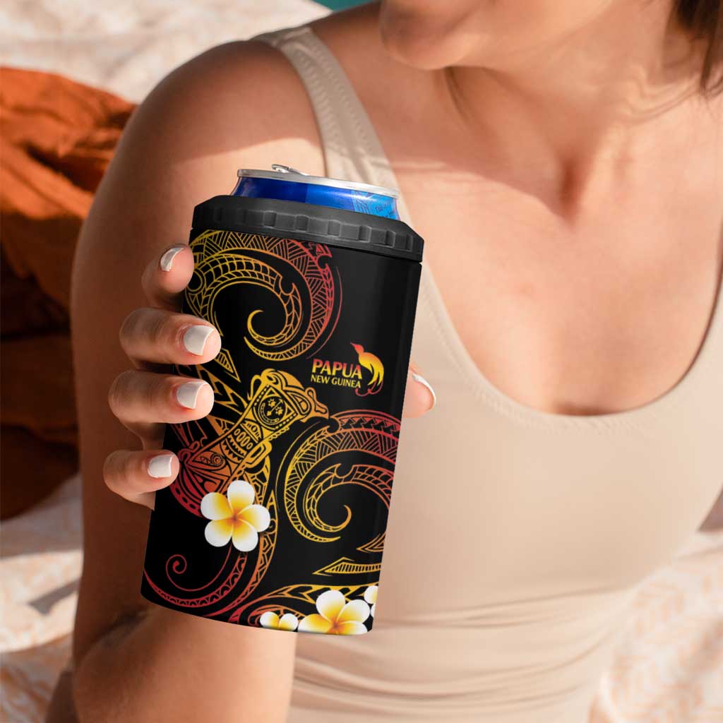 Personalised Papua New Guinea Sepik 4 in 1 Can Cooler Tumbler Plumeria Floral Tribal Pattern LT9 - Polynesian Pride