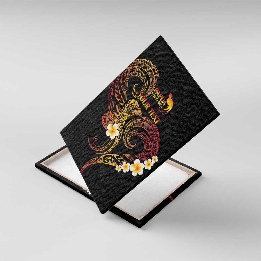 Personalised Papua New Guinea Sepik Canvas Wall Art Plumeria Floral Tribal Pattern - Polynesian Pride
